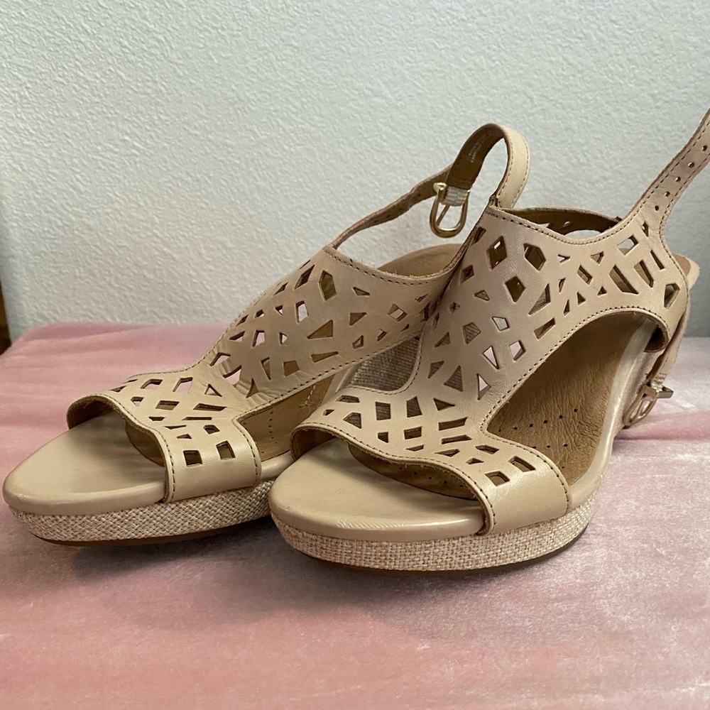 Gently used Clarks wedge heels